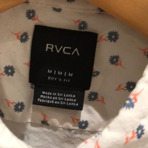 RVCA White Modern Casual Button Down Shirt Boys M Medium - Picture 2 of 4